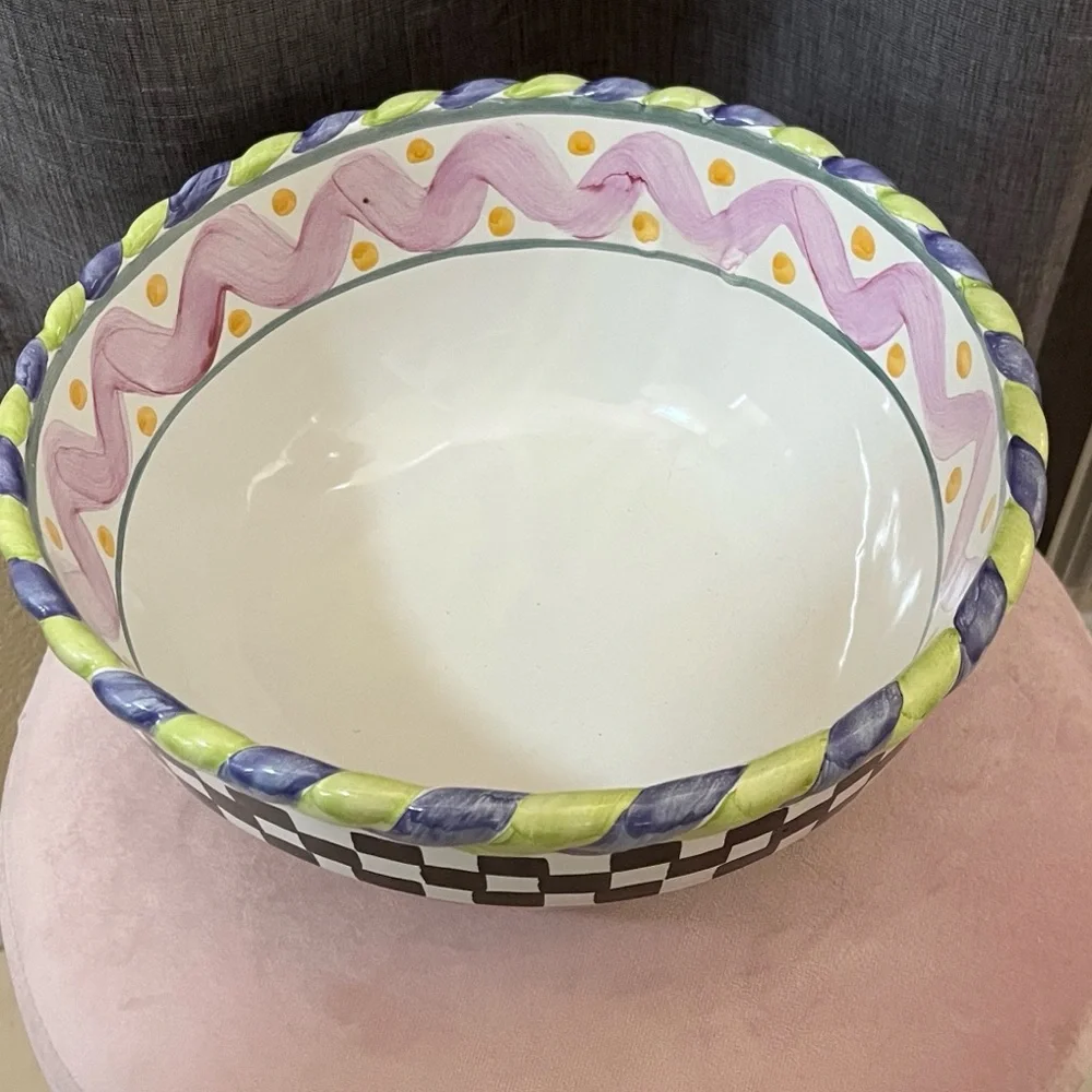 MacKenzie Childs Vintage Picadilly 9” Ceramic Mixing Bowl - Picture 6 of 7